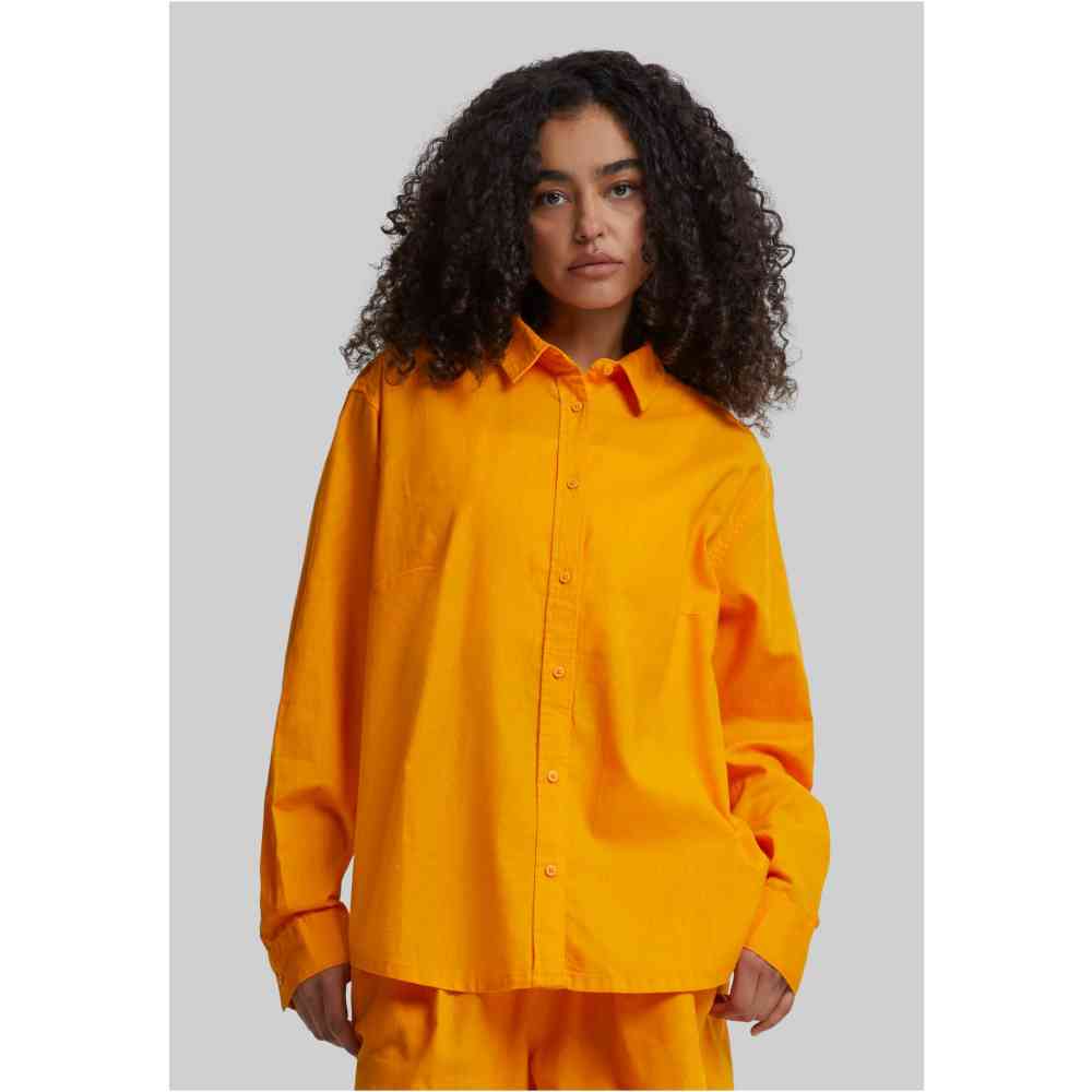 Urban Classics - Linen Mixed Oversized Chemisier - Orange